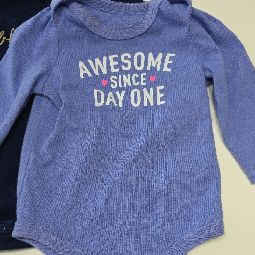 Circo & Carter's Baby Girl Blue Long Sleeve Graphic Bodysuit Bundle Size 6M